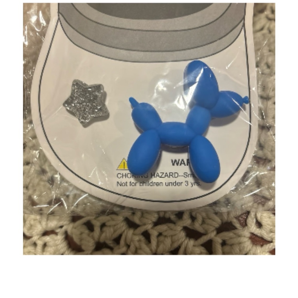CROCS shoe charms Blue Balloon Dog and silver glitter star Charm set
